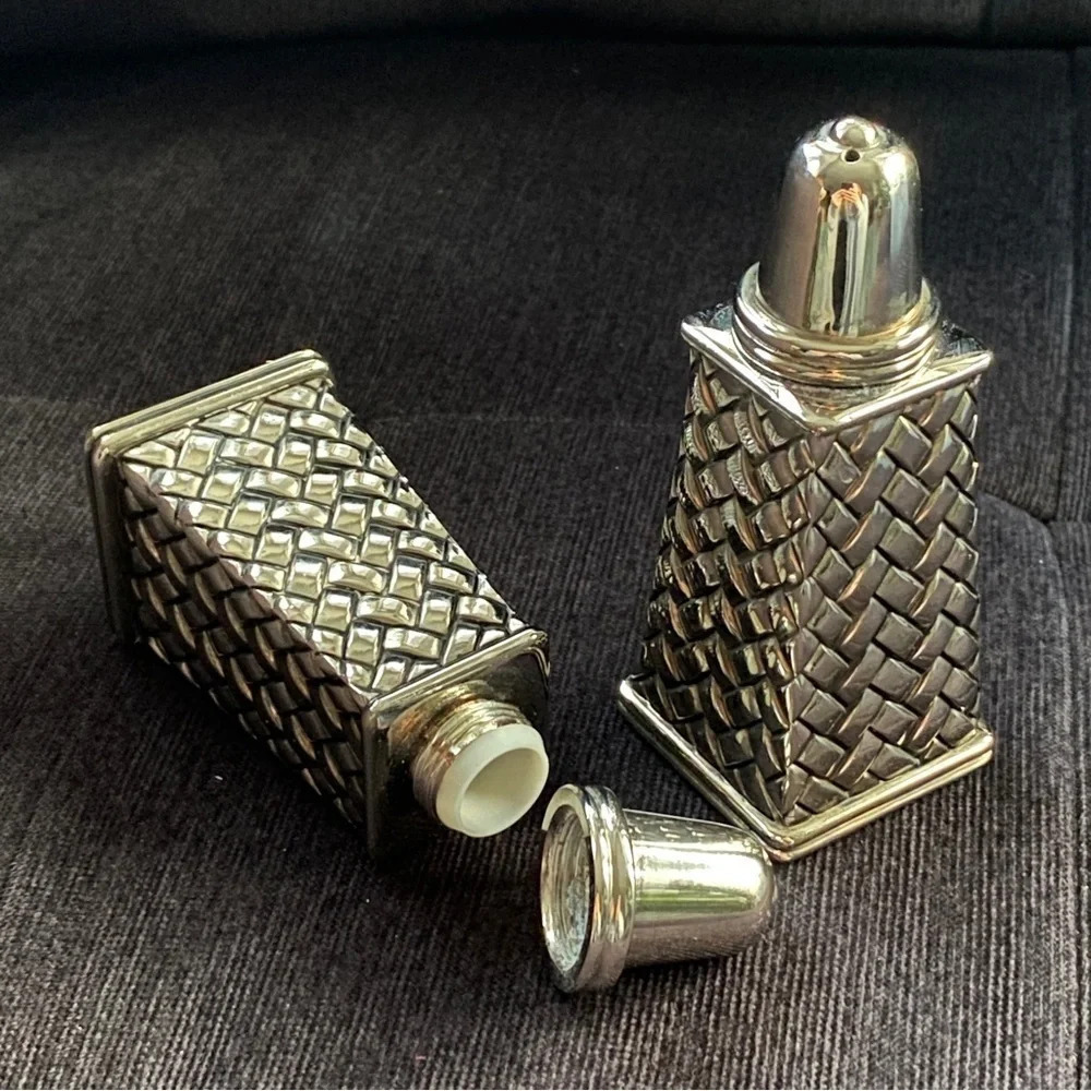 Vintage Godinger Silver Salt & Pepper Shaker Set Neiman Marcus Braided Design